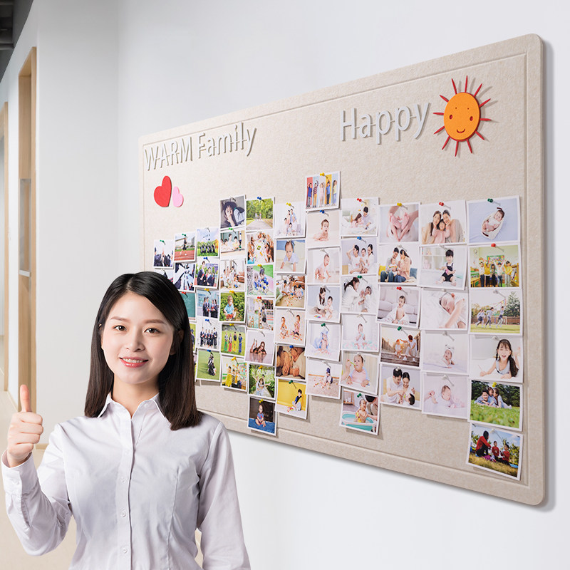 Creative Felt Soft Wood Board Photo Wall Stickup Free Speech Board Hanging Wall Scoreboard Wall Decoration Self-Stick-Taobao