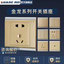 Nishino (SHARE) Golden Dragon Series 86 Gold Switch Dark Panel Silver Side Home Wall Switch