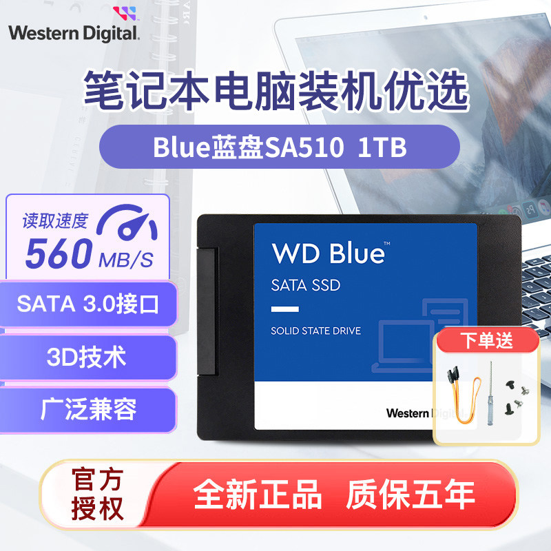 WD/西部数据SA510蓝盘2.5寸固态硬盘1T SATA3.0 ssd WDS100T3BOA