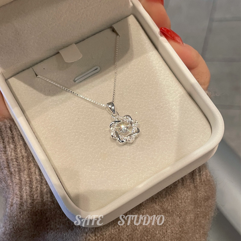 Ожерелье из чистого серебра S999 пробы blooming sterling silver, женская легкая роскошная нишевая высококачественная универсальная цепочка на ключицу для подружек и подруг Изображение 1