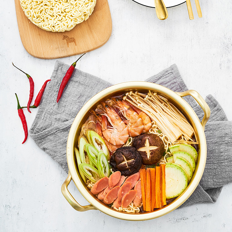 韩国泡面锅韩式小煮锅拉面锅宿舍煮面锅黄铝锅