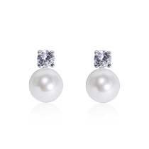 (Self-operated) Idokawa natural seawater pearl earrings light luxury high-end akoya Princess Diana earrings 925 silver