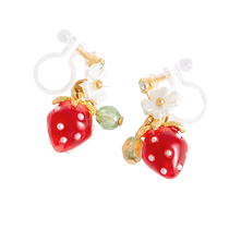 (Self-operated) OSEWAYA ear clip women without pierced ears Japanese style cherry strawberry earrings flower earrings holiday gift