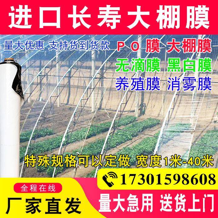 Imported greenhouse film non-drip film anti-fog po film transparent thickened film plastic cloth breeding black and white film anti-seepage film