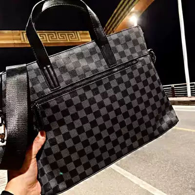 You can't meet it Fight hand speed, old iron temperament, plaid men's business and leisure briefcase, shoulder bag