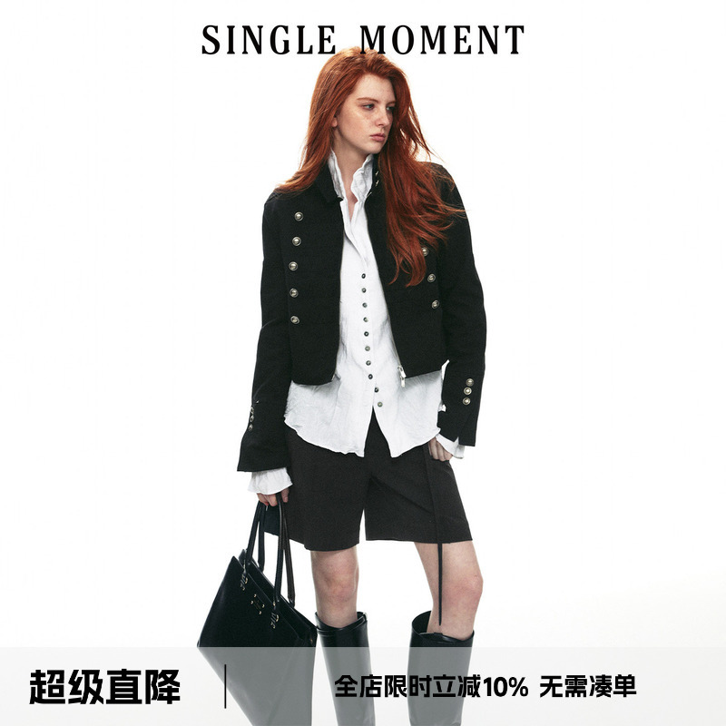 Single Moment 26Aw French Classic Casual Style Napoleon Short Double-Breasted Workwear Long-Sleeve Jacket Single Moment 26Aw French Classic Casual Style Napoleon Short Double-Breasted Workwear Long-Sleeve Jacket