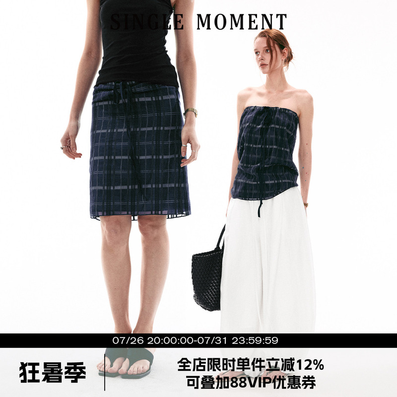 Single Moment 26Ss Summer Commuting Versatile Slimming Plaid Two-Way Tube Top Slim Skirt for Women Single Moment 26Ss Summer Commuting Versatile Slimming Plaid Two-Way Tube Top Slim Skirt for Women