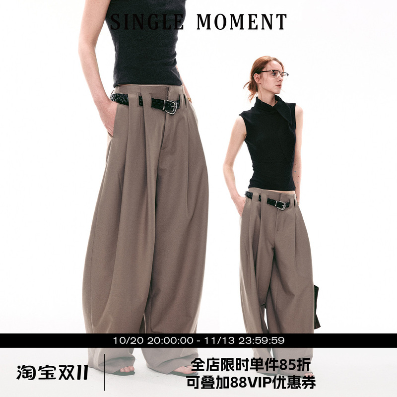 Single Moment 26Ss French-Style Pleated High-Waisted Loose Casual Versatile Slimming Long Pants Wide-Leg Pants for Women Single Moment 26Ss French-Style Pleated High-Waisted Loose Casual Versatile Slimming Long Pants Wide-Leg Pants for Women