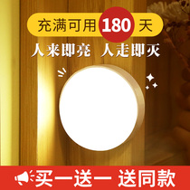 Human body sensor light Intelligent wireless automatic home voice control Light control Aisle stairs Bedroom night charging night light