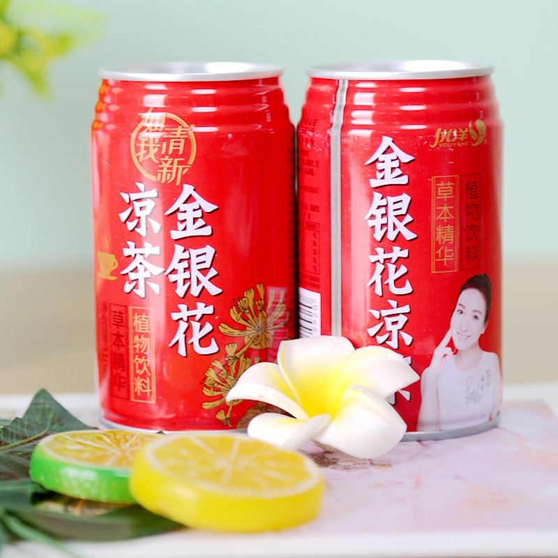 优洋！清新金银花凉茶310ml*6罐！