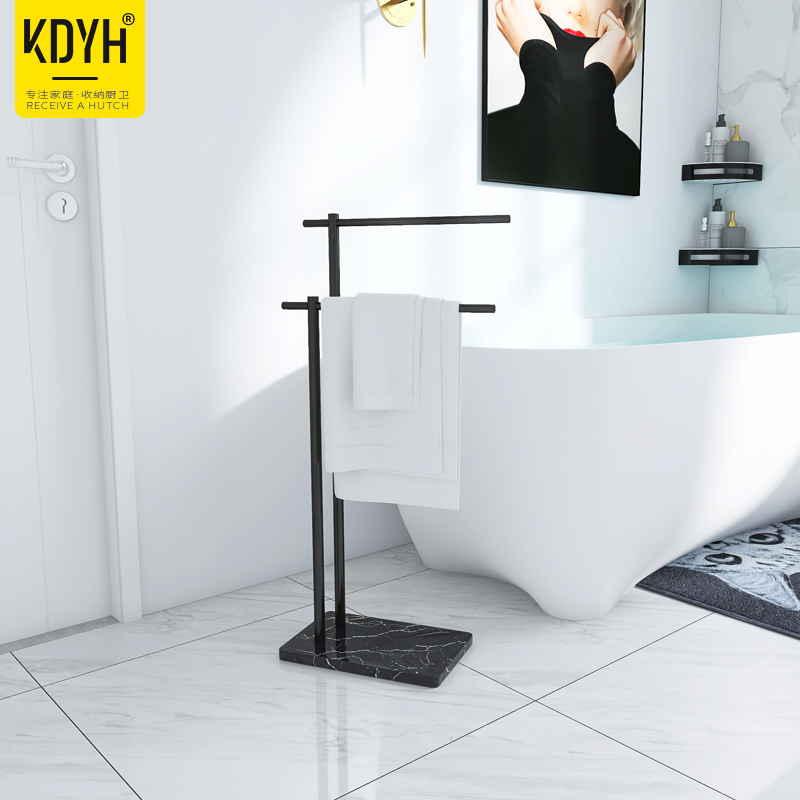 Solid Plus High Floor Marble Wool Towel Rack Black Towel Rod Bathtub Shelve Hotel Shower Room