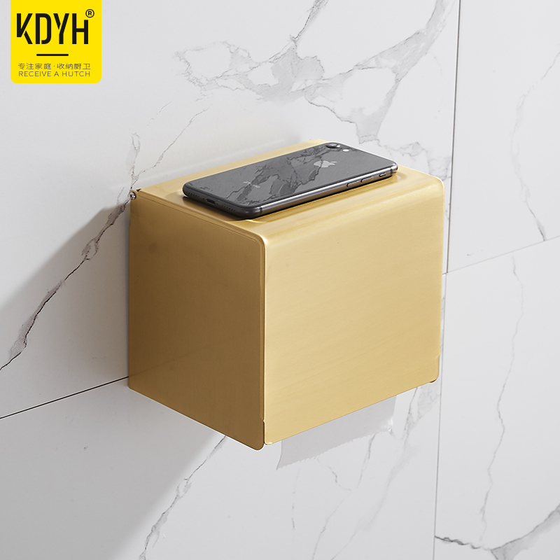 Free Punch Light Lavish Wire Drawing Gold Tissue Box Toilet Paper Towel Rack Sanitary Paper Box Makeup Room Hand Rack Toilet Paper Shelf