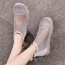 20 Summer new genuine leather punk wind casual flying weaseled sports women shoes soft and comfortable flat bottom wide head sandals