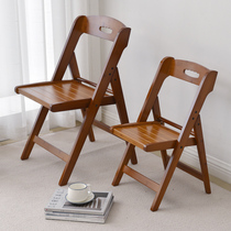 Thick folding chair home solid wood simple Nordic dining chair folding chair chair back chair portable office wooden stool