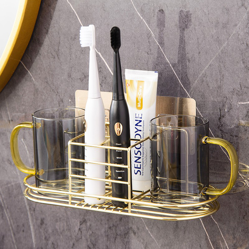 Light Extravagant Electric Toothbrush Shelve Makeup Room Gargling Cup Toothbrushing Cup Wash Suit Wall-mounted Wall-mounted Free 2 Persons