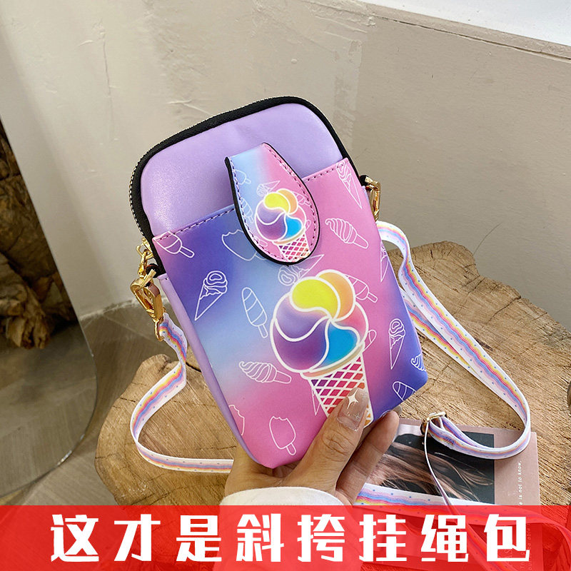 Holding for the 2021 Year of the Ox new mobile phone lanyard slung single shoulder holding baby bag hanging neck hanging rope female chain personality creative key anti-lost cross card bag for Apple 12 Huawei millet 11 purple