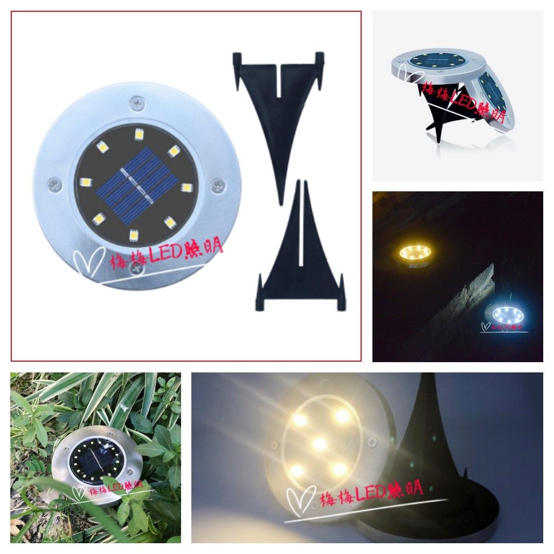 5050 chip 8LED solar stainless steel buried light outdoor new planting ground grass buried light courtyard garden rainproof