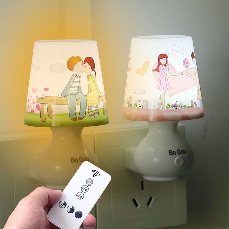 Plug-in led remote control switch creative smart sleep night light bedroom bedside light baby breastfeeding night light