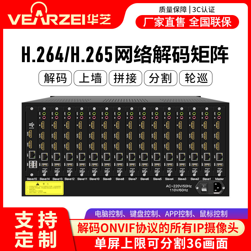 HD network decoding matrix switching network video surveillance decoder is compatible with Hikvision Dahua H265 H264