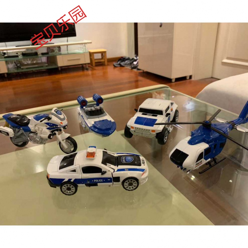 Alloy Deformation Aircraft Toy Diamond 5 Body Car Robot Model Suit Children Boy Police Car Moron