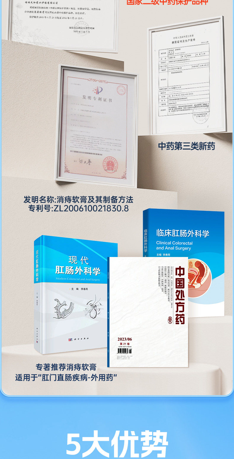 【中国直邮】 999 消痔软膏 痔疮膏 便血内外混合痔 正品国药准字 2.5g*6支