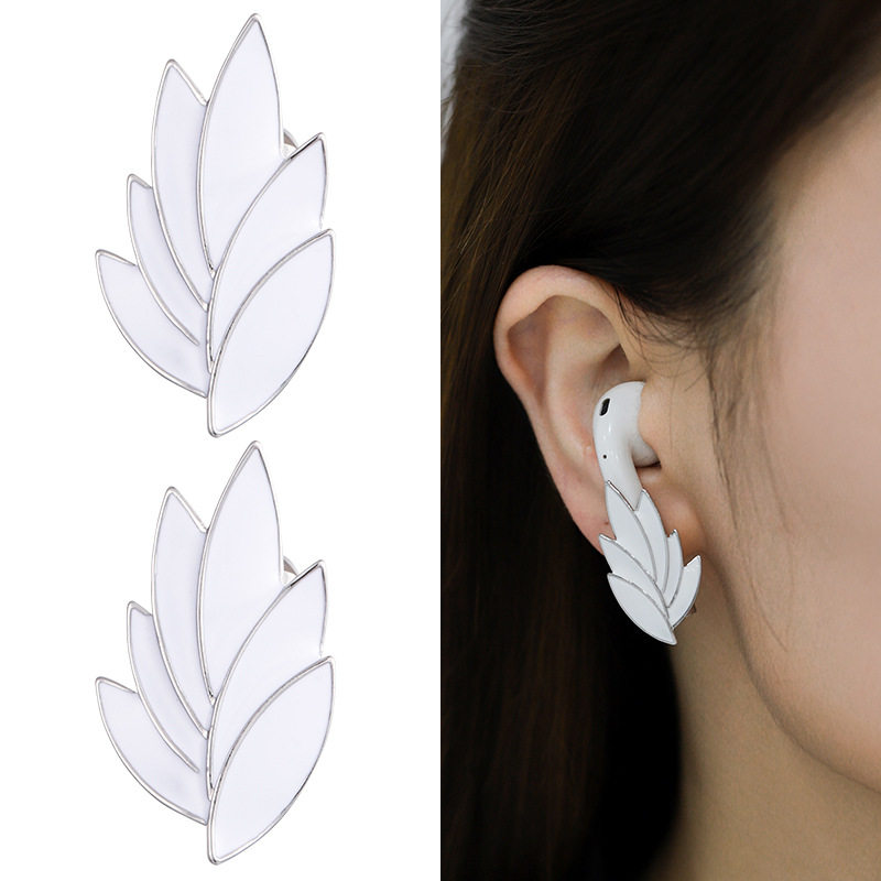 Original design airpods anti-loss ear pin s925 silver needle leaves apply Apple wireless Bluetooth headphones anti-fall