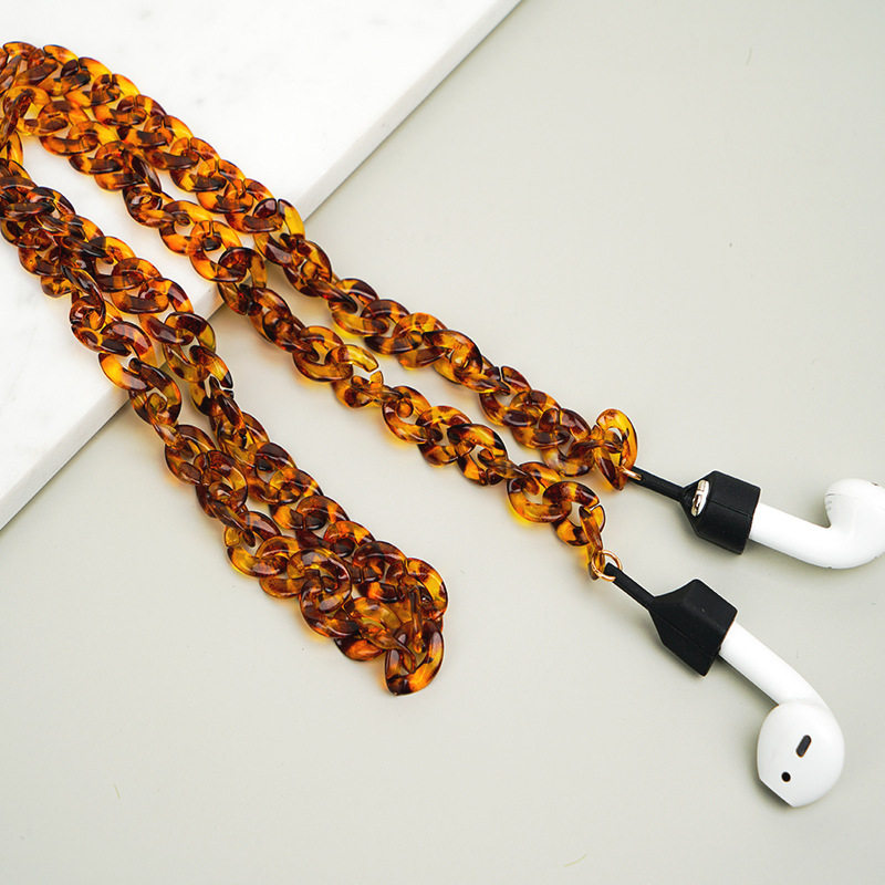 2021 new wireless Bluetooth headphones anti-loss chain acrylic magnetic attraction white applies Apple Huawei anti-lose necklace