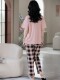 New Style 100% Cotton Pajamas for Women, Summer Pure Cotton Short-Sleeved Long Pants, Summer Thin Style, All-Cotton, Can Be Worn Outside, Home Wear Set