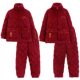 New Winter Three-Layer Quilted Couple's Pajamas for Men and Women, Bright Red Wedding Warm Fleece-Lined Thickened Winter Loungewear