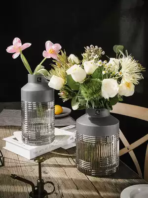 European style retro relief transparent glass vase art ornaments decoration living room home desktop hydroponic flower arrangement