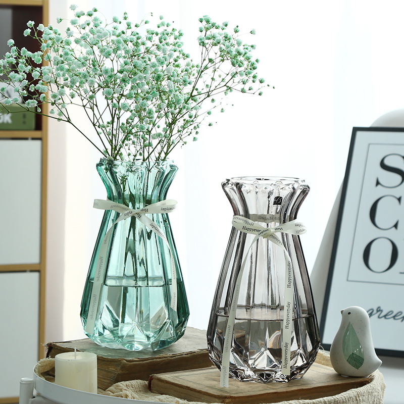 Minimalist diamond bunches neck glass vases transparent drying flowers roses flower arrangements bottle Nordic Living room Full Star pendulum