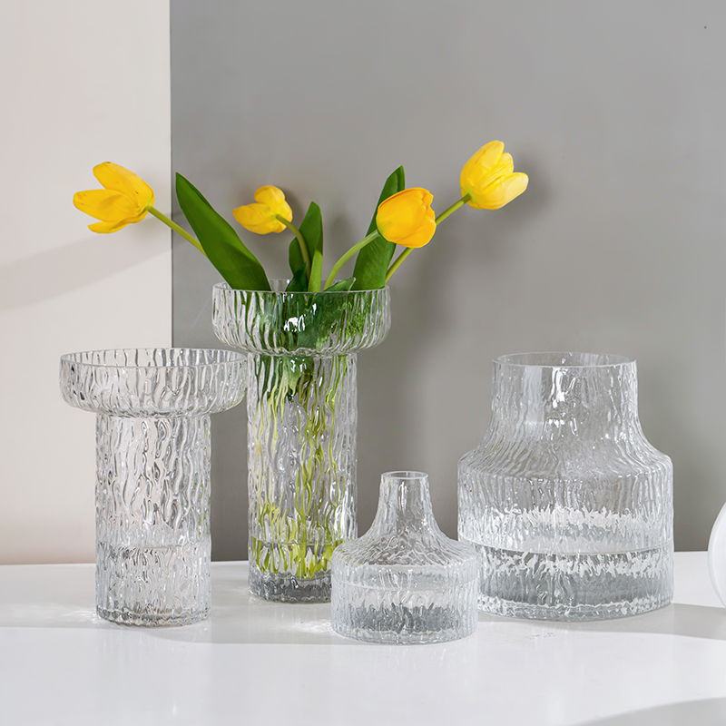 ins wind grid red extreme freezing glacier vases glass transparent flower arrangements rose flowers living-room table hem pieces