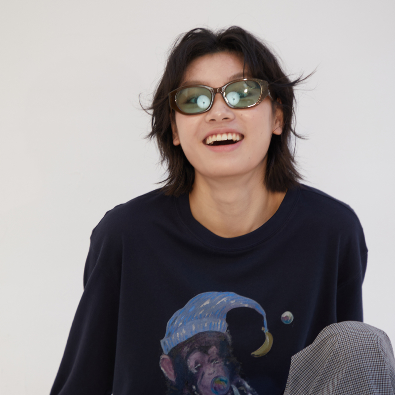 Snowflake Cotton Artist Collaboration Monkey Print Long Sleeve T-Shirt Humodesign Snowflake Cotton Artist Collaboration Monkey Print Long Sleeve T-Shirt Humodesign