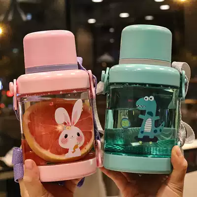 Large-capacity plastic cup net red same ins water cup cartoon cute student outdoor sports kettle portable cup