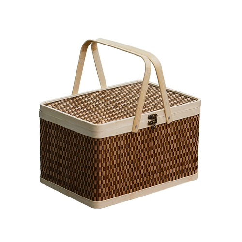 Редактирование бамбука из бамбука из бамбука ручной работы баскетбол под рисовыми пельмени корзина для корзины фруктовые корзины, новогодний грузовый чайный бамбук Подарочная коробка упаковка