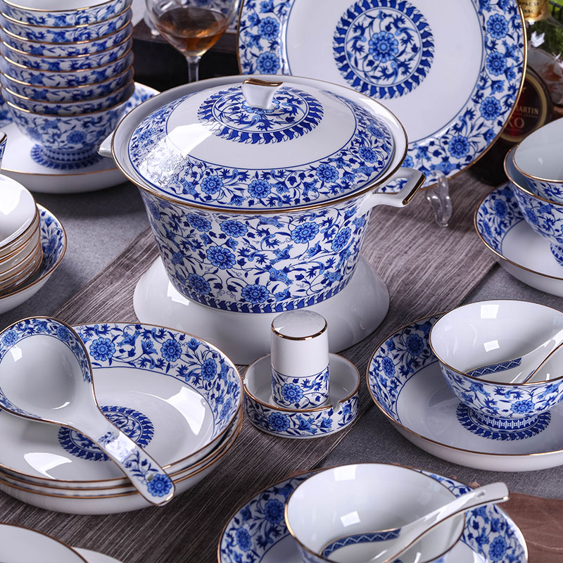 Jingdezhen ceramic dishes suit household head palace restoring ancient ways is 60 stroke high - grade ipads China dishes combination tableware