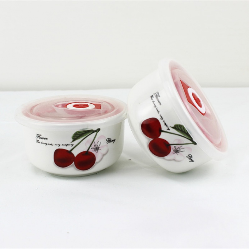 Trumpet preservation bowl ceramic bowl with cover ipads porcelain preservation box lunch box sealing bowl baby side dish bowl