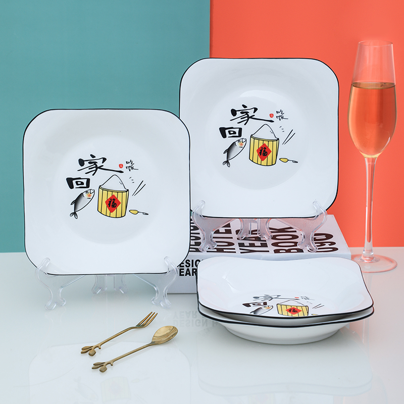 Dish Dish Dish s wind Nordic household ceramic plate plate creative web celebrity fruit bowl square plate Japanese dishes