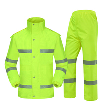 Fluorescent green safety reflective split duty rain clothes set Road Administration outdoor adult waterproof riding raincoat