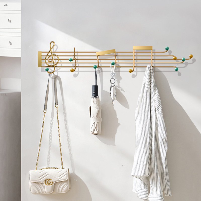Creative Hook for Entryway, Musical Note Coat Rack, Hotel Light Luxury Wall-Mounted, No-Drill Bathroom Entryway Coat Hook