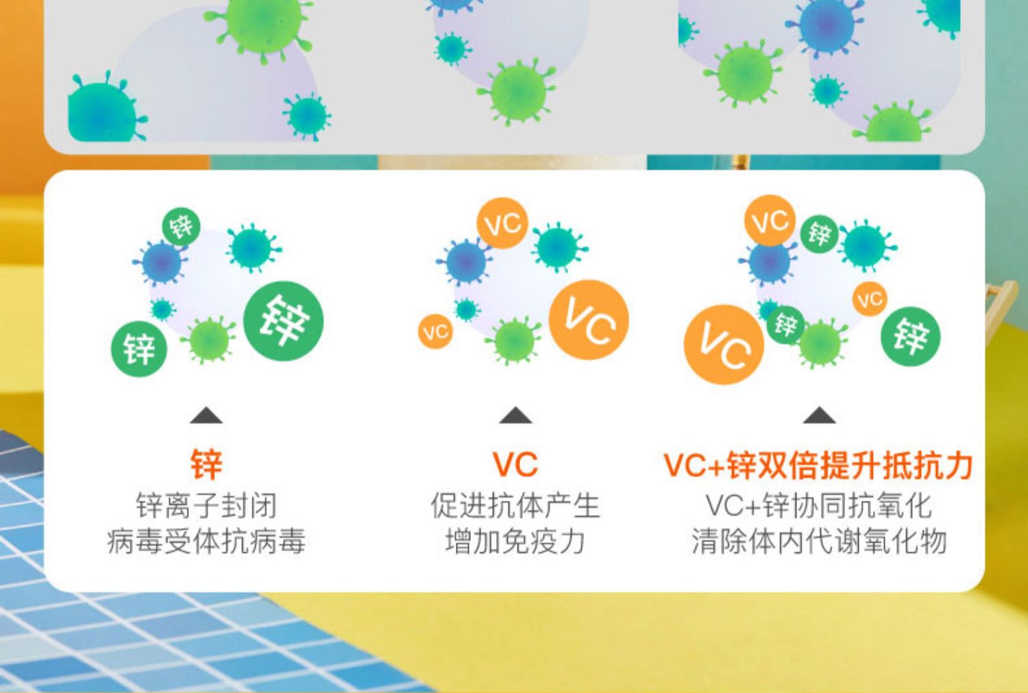 【自然之珍】儿童VC锌泡腾片60片*2瓶