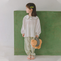 Girls  pajamas Spring and autumn long sleeve Tencel cotton suit Little girl summer thin suit Middle and large childrens home clothes