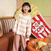 Girls pajamas spring and autumn cotton long sleeve cute sweet princess little girl new foreign style suit childrens home clothes