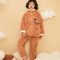 Girls pajamas autumn and winter New coral velvet suit