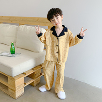 Boys  pajamas Cotton spring and autumn long-sleeved suit Small boy middle child summer thin two-piece set of childrens home clothes