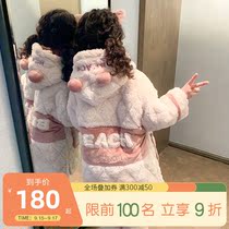 Girls pajamas winter thickened cotton coral velvet flannel girls middle-aged childrens home clothes autumn and winter