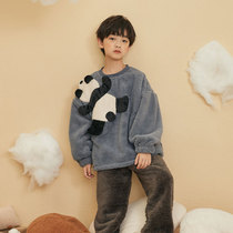 Boy pajamas autumn and winter home warm coral velvet suit male baby winter New flannel home clothing boy