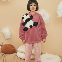 Baby pajamas girls autumn and winter cute coral velvet suit little girl casual foreign flannel childrens home clothes