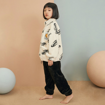 Girls pajamas autumn and winter New coral velvet set Girls baby winter thick flannel home clothing children