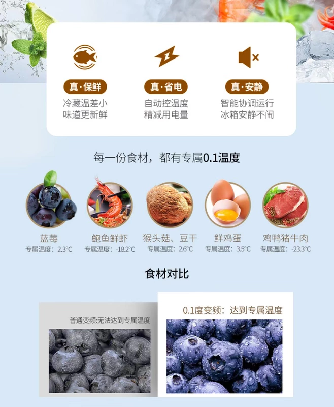 Meiling BCD-506WQ3S Tủ lạnh không có sương giá làm mát không khí chéo cửa cấp hiệu quả tiết kiệm năng lượng hộ gia đình M tươi - Tủ lạnh